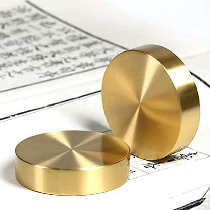4 pcs Chinese Calligraphy Paperweight Brass Golden Calligraphy