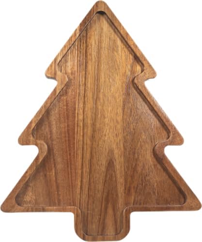 Large Acacia Wood Christmas Tree Charcuterie Board Tray Platter, Xmas