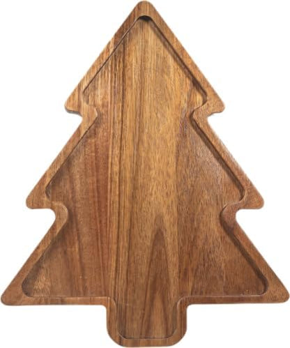 Large Acacia Wood Christmas Tree Charcuterie Board Tray Platter, Xmas