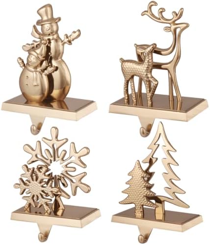 4pcs Christmas Stocking Holders for Mantel, Snowman Stocking Hangers