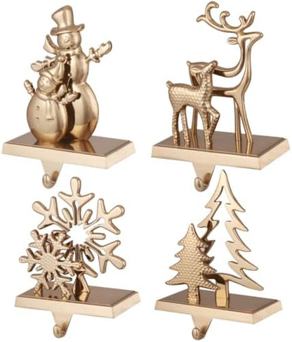 4pcs Christmas Stocking Holders for Mantel, Snowman Stocking Hangers