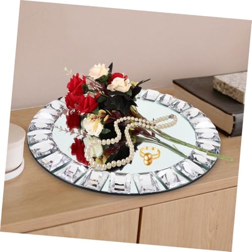 KOMBIUDA Glass Jewelry Tray round Decorative Ring Dish for Desktop