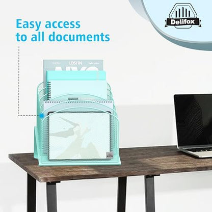 Delifox Inclined Desk File Organizer,Vertical File Folder Holder Stand