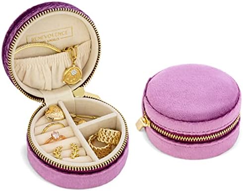 Benevolence LA Velvet Travel Jewelry Box for Women – Compact Round