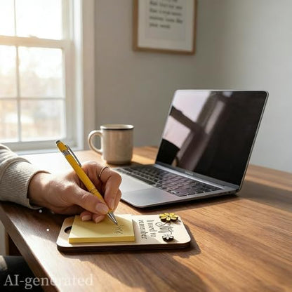 Wooden Sticky Note Holder Set, Sticky Notepad Holder for Desk