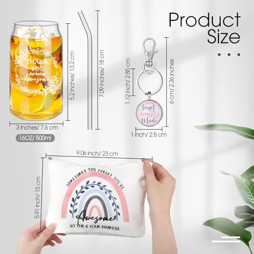 Hoolerry 3 Pcs Thank You Gift for Women 16oz Cup Bag Keychain