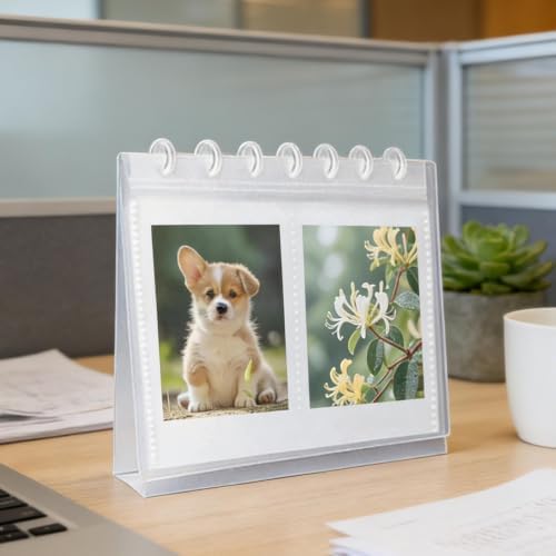 Vertical Desk Calendar Photo Album with 20 Refill Pages for Organizing