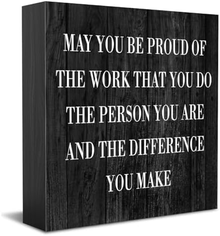 Inspirational Desk Decor Wooden Box Sign Thank You Employee Gift