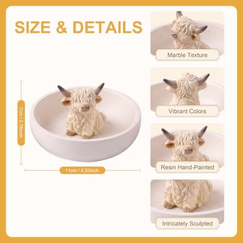 Highland Cow Ring Holder Gifts for Women, Jewelry Dish Bathroom Decor