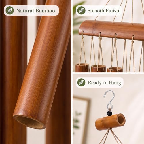 Leinuosen 41 Inch Bamboo Wind Chimes for Outside, Deep Tone