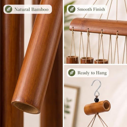 Leinuosen 41 Inch Bamboo Wind Chimes for Outside, Deep Tone