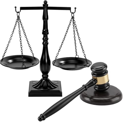 Tallew Vintage Justice Libra, Wooden Gavel with Sound Block, Black