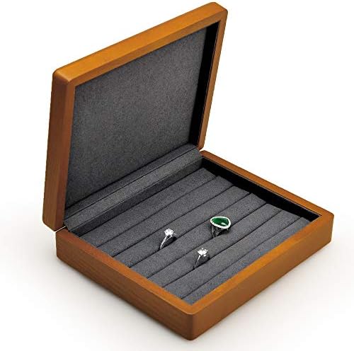 Oirlv Solid Wood Jewelry Box, Ring Earrings Organizer Tray with Lid