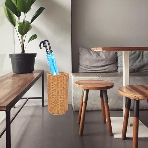 Garneck Woven Umbrella Organizer Stand, PP Iron Brown Entryway Storage