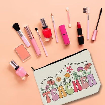 Teacher Appreciation Gifts Makeup Bag for Women & Girls, Teach Them