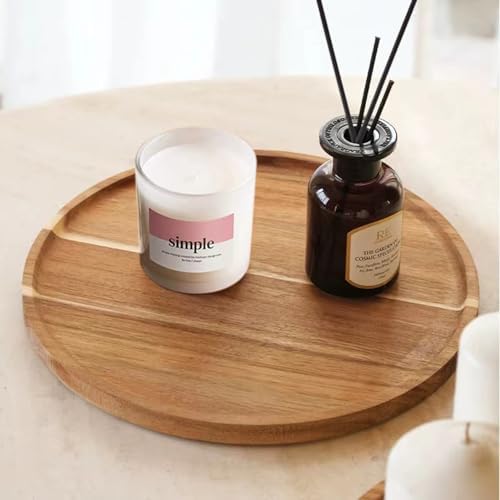 Round Wooden Plates,Acacia Wooden Circle Decorative Serving Trays