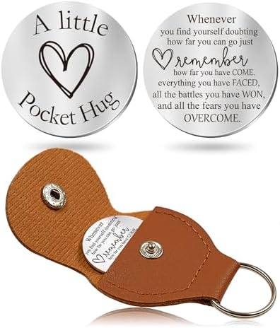 OUMILAN Pocket Hug Token Inspirational Keychain for Men Women