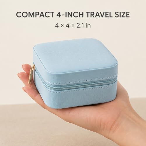 VLANDO Small Travel Jewelry Box Organizer Display Case for Girls Women