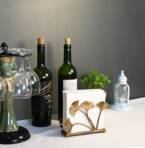 OwlGift Modern Ginkgo Leaves Design Napkin Holder for Tables, Metal