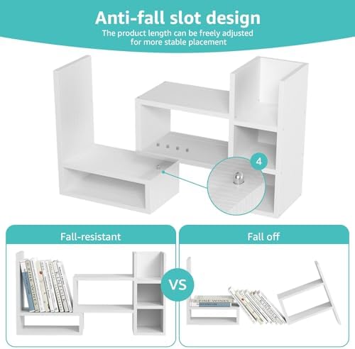 NUTIKAS Desk Shelves Desktop Organizer Shelf - White Office