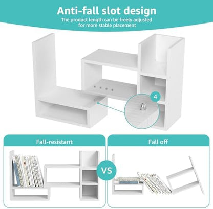 NUTIKAS Desk Shelves Desktop Organizer Shelf - White Office