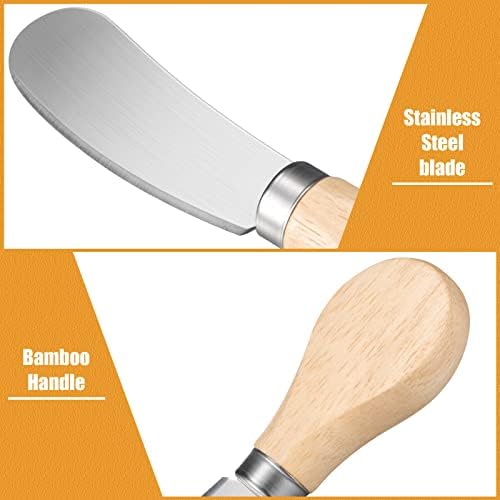 24 Pcs Cheese Spreader Knives Butter, 4.7" Stainless Steel Wood