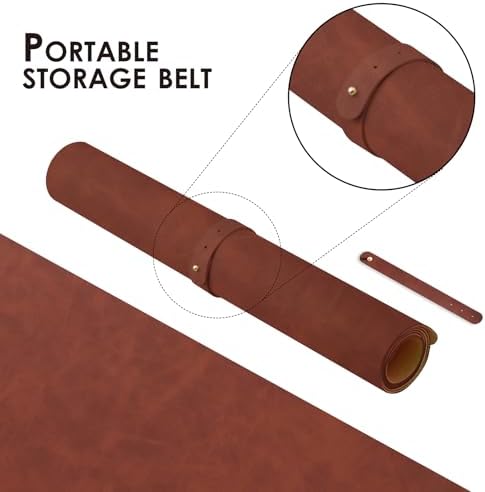 Distressed Leather Desk Mat - Non-Slip PU Desk Pad for Office and Home