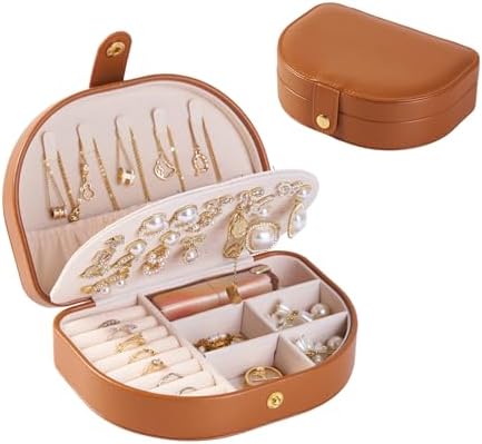 Small Travel Jewelry Box, Leather Waterproof Jewelry Case for Women