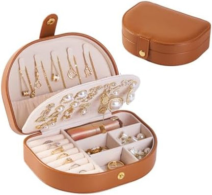 Small Travel Jewelry Box, Leather Waterproof Jewelry Case for Women
