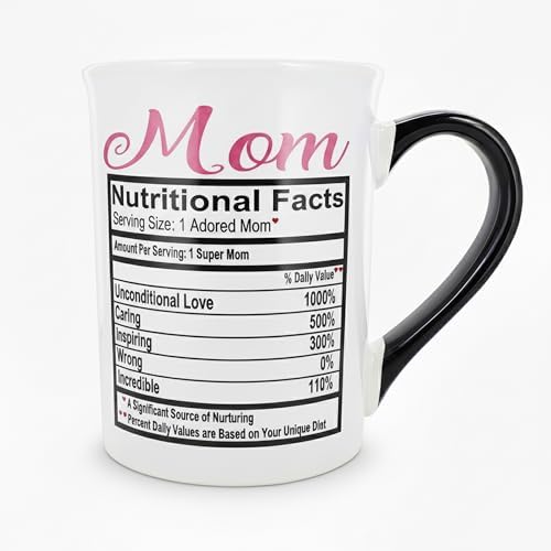 Cottage Creek Mom Nutrition Facts Mug, Funny 16oz Coffee Cup for