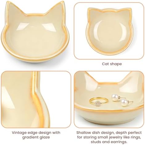 PUDDING CABIN Cat Gifts for Women Girls Kitty Jewelry Dish - Mother’s