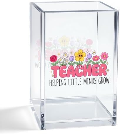 Teacher Helping Little Minds Grow Acrylic Organizer Pencil Pen Holder