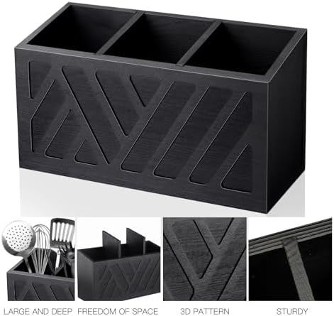 MINCORD Kitchen Utensil Holder with 3 Compartments