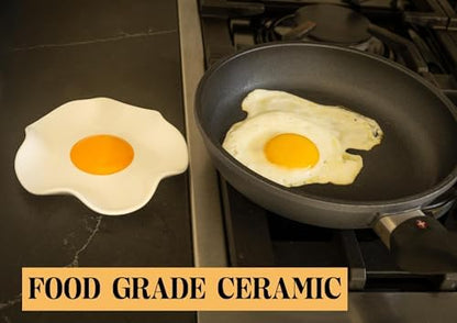 Fried Egg Ceramic Spoon Rest for stove top and kitchen counter | Large