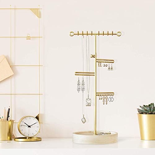 J JACKCUBE DESIGN Jewelry Tree Organizer Stand Adjustable Gold Metal