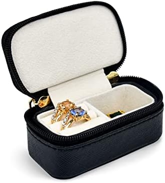 Luxury Mini Travel Ring Box Leather jewelry Case Organizer