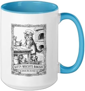 Kitty Biscuits Bakery Funny Cat Kneading Dough Meme Vintage Ceramic