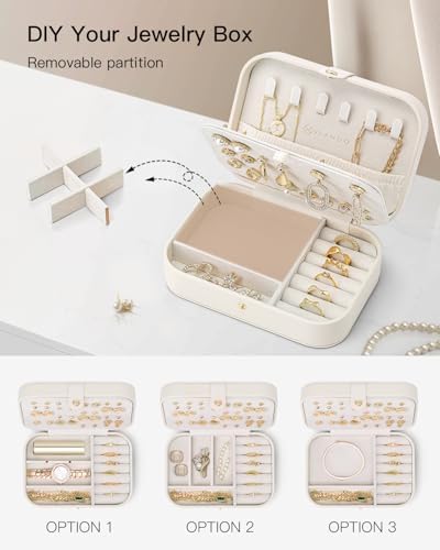 VLANDO Travel Jewelry Case, Portable Jewelry Earring Box Organizer