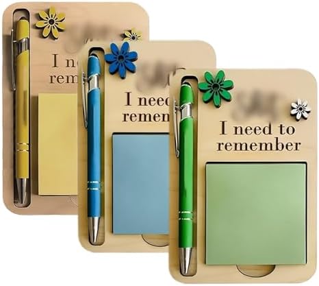 Wooden Sticky Note Holder Set, Sticky Notepad Holder for Desk