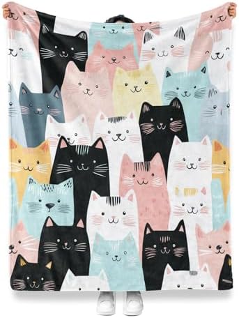 Jekeno Cat Throw Blanket Gifts for Kids Teen Adult 50"x60"