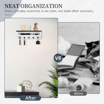 Nekon Key Holder Wall Mount, Wall Organizer Shelf with 5 Key Hooks