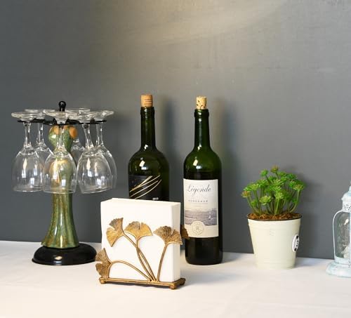 OwlGift Modern Ginkgo Leaves Design Napkin Holder for Tables, Metal
