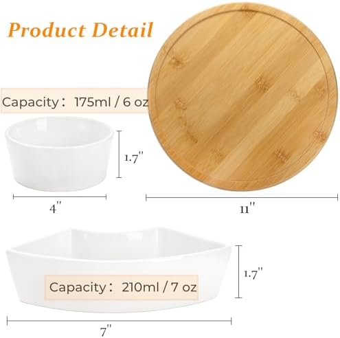 Lyellfe Divided Serving Dish Lazy Susan, 5 Removable Compartment