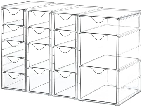 Vtopmart 4 Set Acrylic Desk Organizer with 16 Drawers for Office
