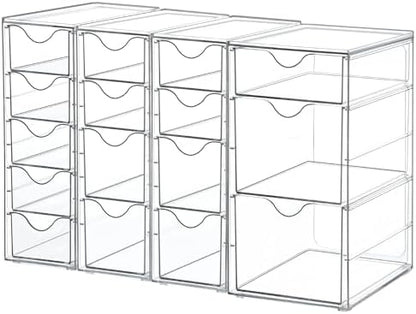 Vtopmart 4 Set Acrylic Desk Organizer with 16 Drawers for Office