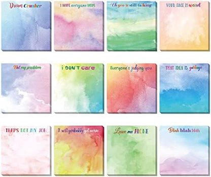 12 Pcs Funny Sticky Notes, Snarky Cute Note Pads for Work,Lovely Style