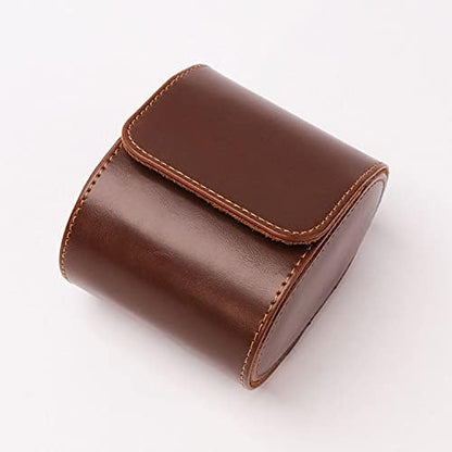 Watch Roll Travel Leather Case - Brown Single Watch Gift Box with
