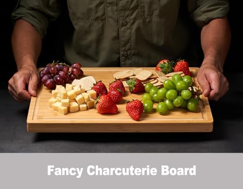 Allsum Large Bamboo Wood Cutting Boards for Kitchen, 1" Extra Thick