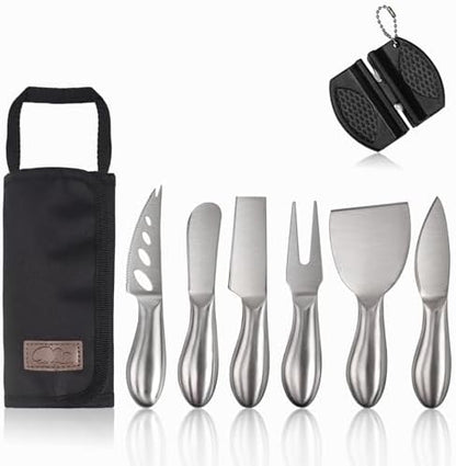 6-Piece Cheese Knife Set, Premium Stainless Steel, Storage Bag