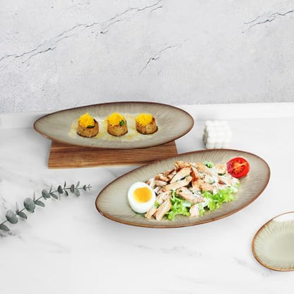 Ceramic Serving Platters, Dinner Plate Set of 2, Large Serving Tray